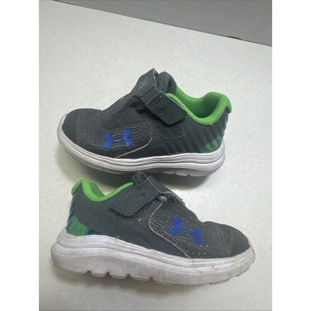 Under Armour 3025873-107 Unisex Kids Gray Green Mesh Hook & Loop Strap 5K